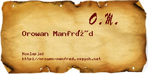 Orowan Manfréd névjegykártya